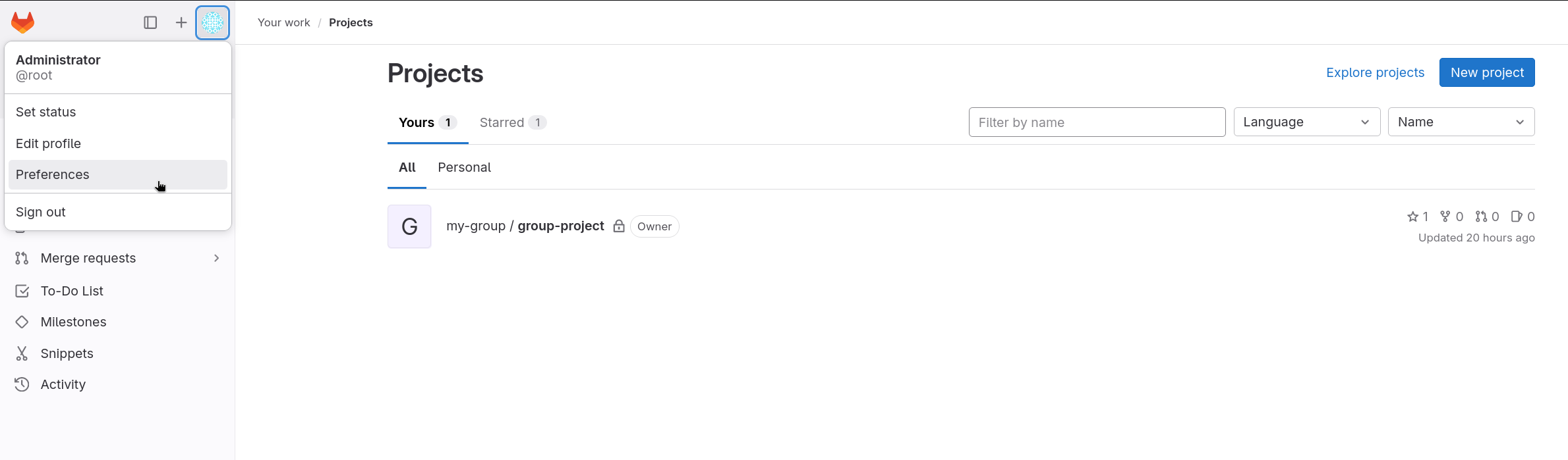 Go to your GitLab Preferences