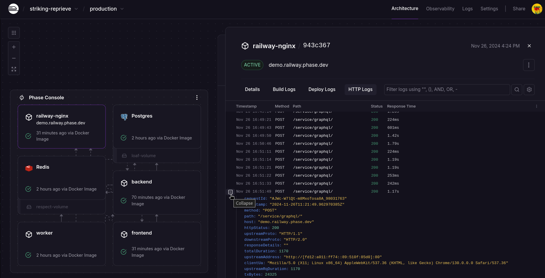 View http logs from a service